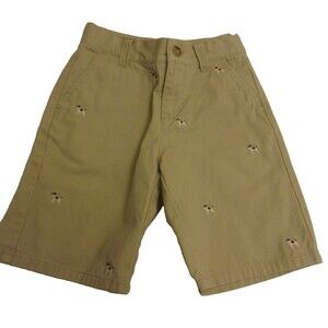 Janie and Jack Khaki Twill Shorts Sz. 7 Terrier Dog Design Boys Girls